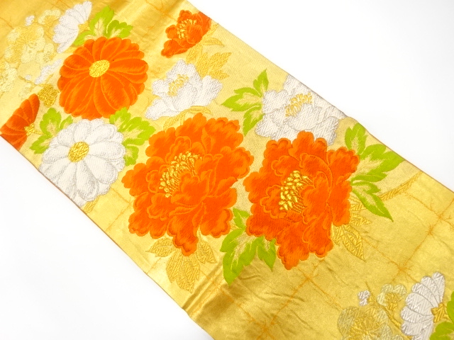 JAPANESE KIMONO / ANTIQUE FUKURO OBI / SILK / WOVEN BRANCH UME